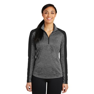 Sport-Tek® Women's PosiCharge® Electric Heather Colorblock 1/4-Zip Pullover.